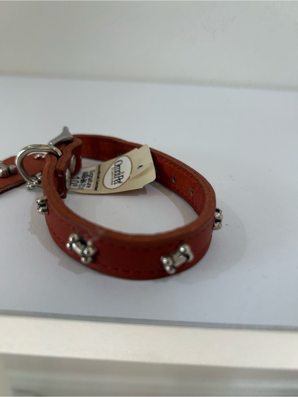 Omni Pet Leather Pet SuppliesDog Collar with Bone Studs, 10”